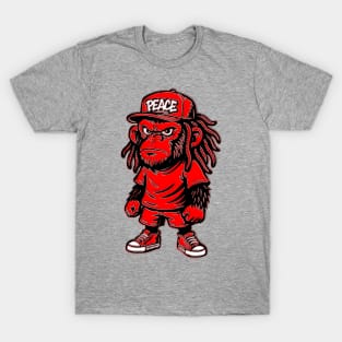 Peace Monkey Street Attitude Art and Hat T-Shirt